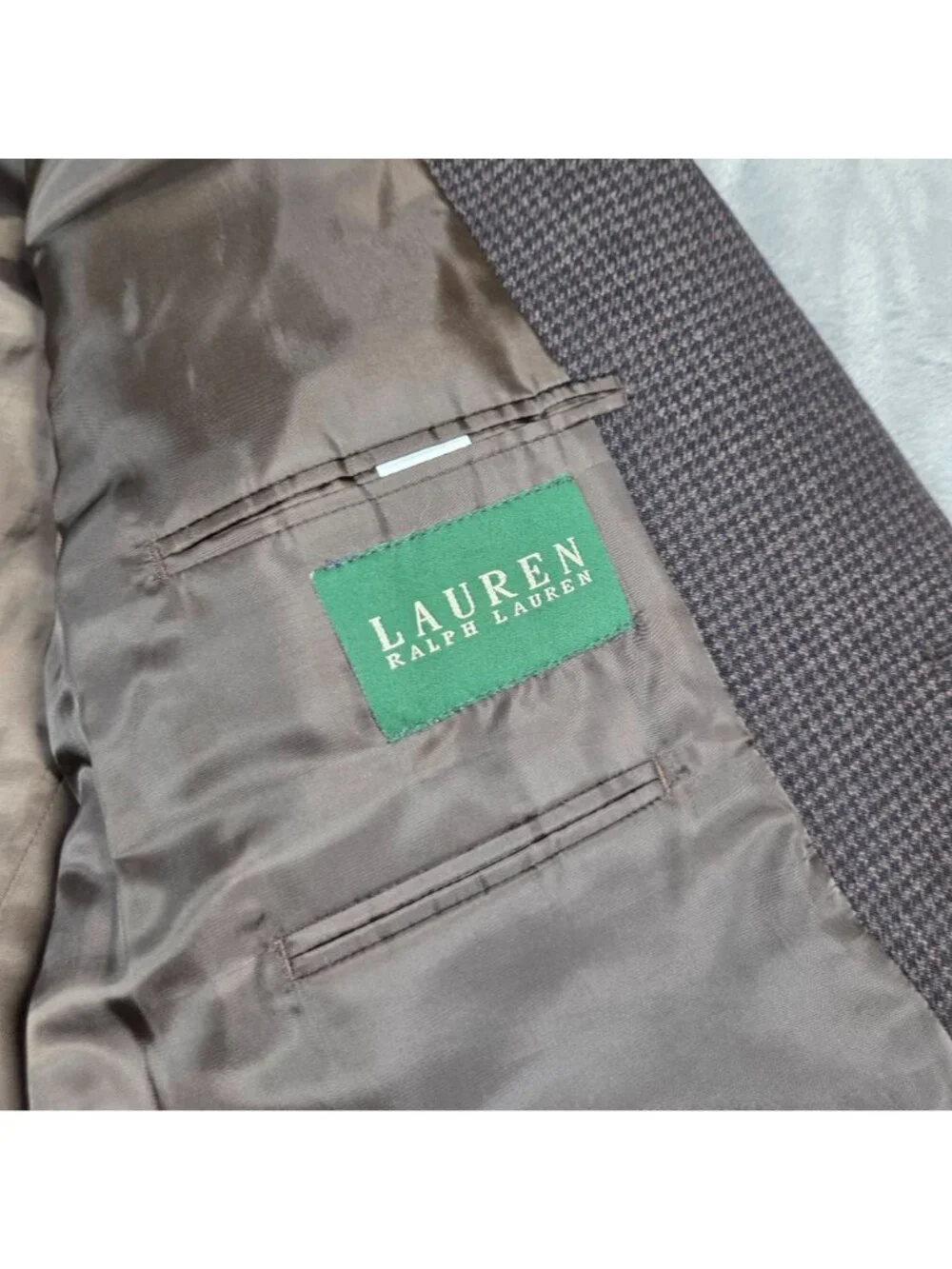 Lauren Ralph Lauren Sport Coat 48R Brown Houndstooth Office Preppy Blazer Jacket